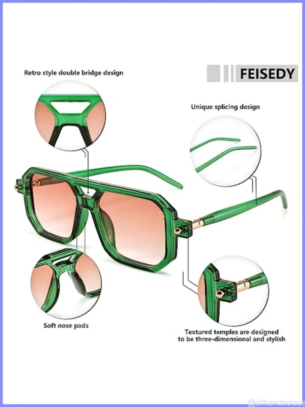 Vintage Square 70s Flat Aviator Sunglasses UV400 Unisex Retro